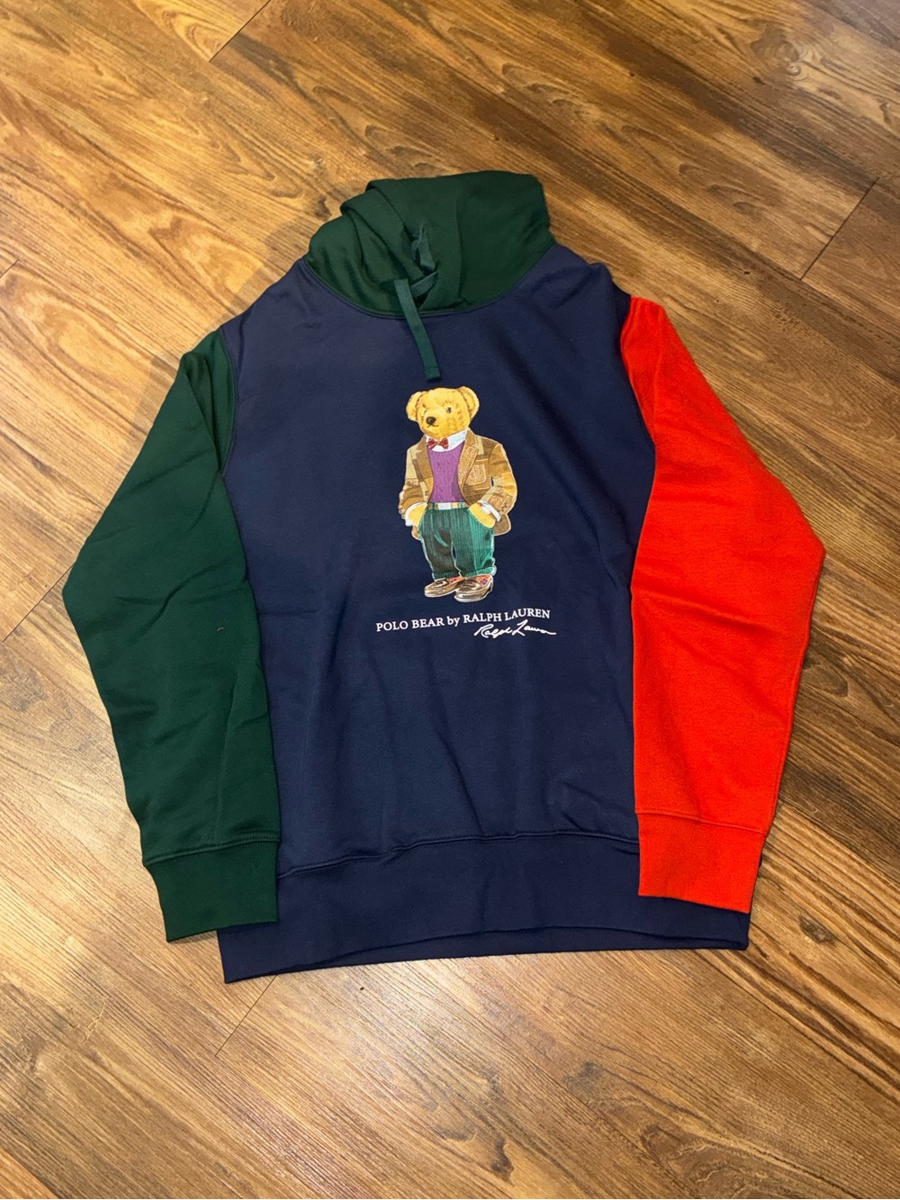 Polo Ralph Lauren Navy Colorblock Tweed Bear Hoodie